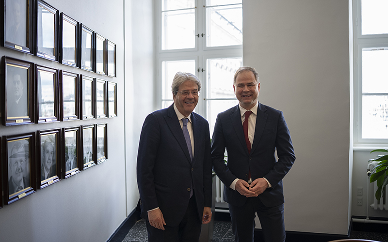Finansminister Nicolai Wammen og EU-kommissær Paolo Gentiloni